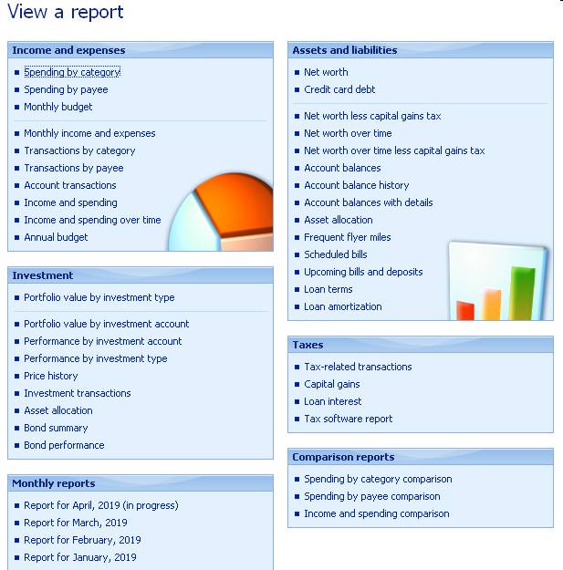 Microsoft Money Reports